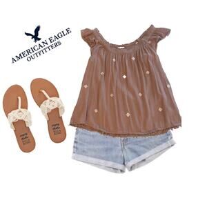 American Eagle Dusty Rose Boho TopSz. M